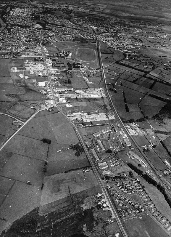 Photograph Aerial View Of Te Rapa Area 1965 Waikato Museum